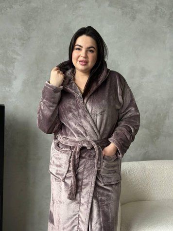 Теплий жіночий халат PLUS SIZE DO3203/7 4847734 фото
