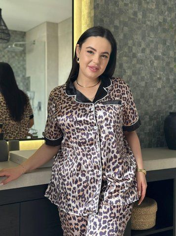Піжама PLUS SIZE DO3627 леопардова 4224143 фото