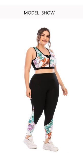 Фітнес костюм plus size з яскравим принтом FS1664 Чорний 266601 фото