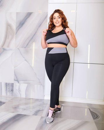 Жіночий спортивний костюм plus size FS1659 Чорний 259518 фото
