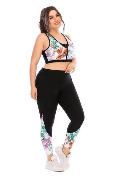 Фітнес костюм plus size з яскравим принтом FS1664 Чорний 266601 фото