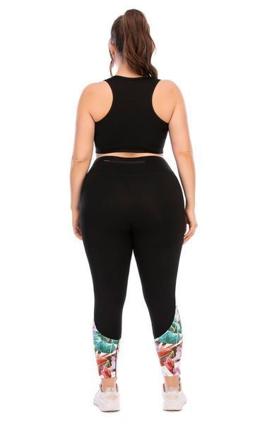 Фітнес костюм plus size з яскравим принтом FS1664 Чорний 266601 фото
