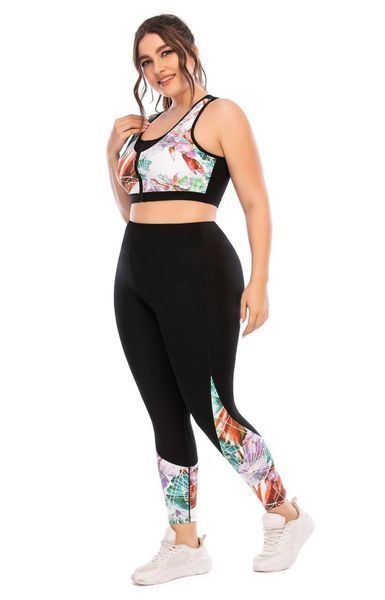 Фітнес костюм plus size з яскравим принтом FS1664 Чорний 266601 фото