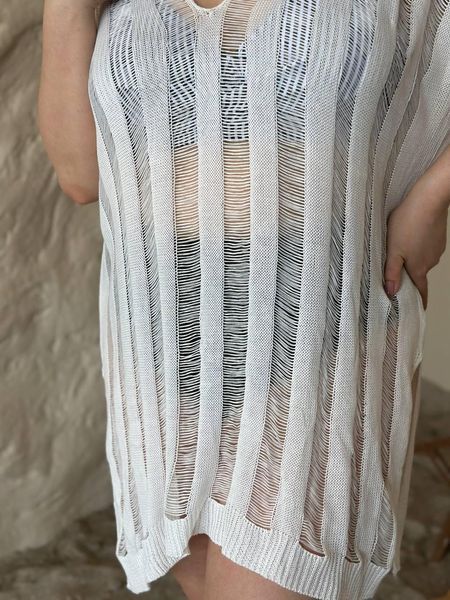 Жіноча біла пляжна туніка PLUS SIZE 5226514 фото
