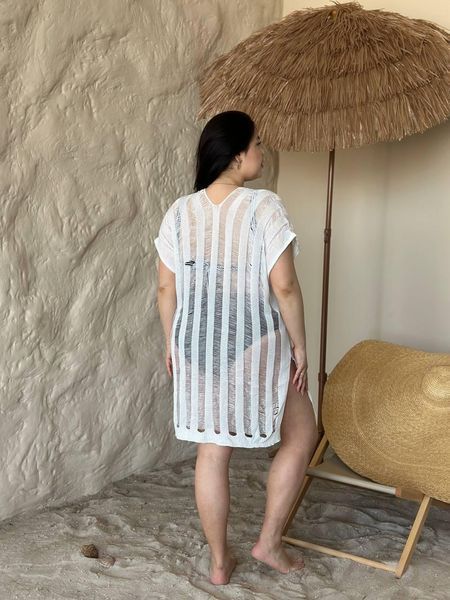 Жіноча біла пляжна туніка PLUS SIZE 5226514 фото