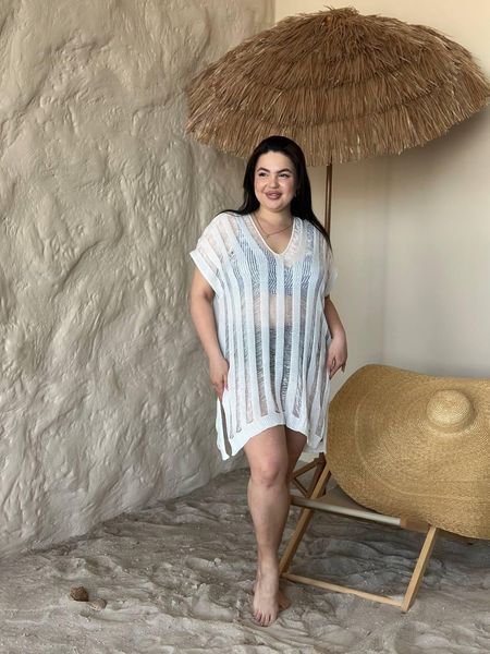Жіноча біла пляжна туніка PLUS SIZE 5226514 фото