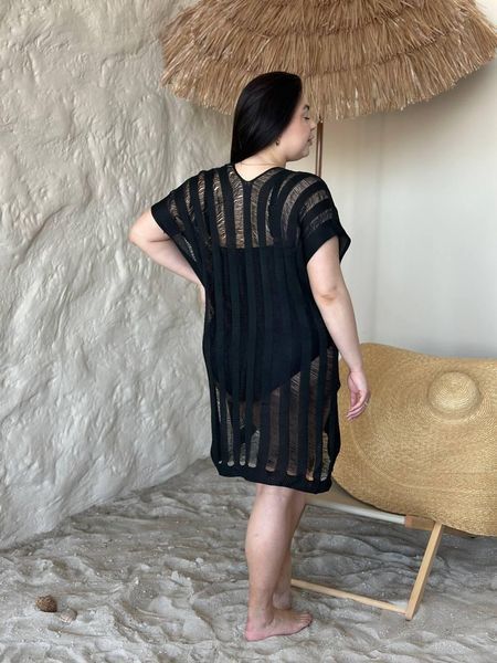 Жіноча чорна пляжна туніка PLUS SIZE 5226513 фото