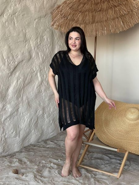 Жіноча чорна пляжна туніка PLUS SIZE 5226513 фото